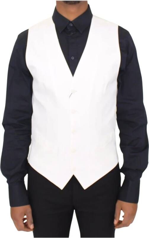Dolce & Gabbana Katoenen zijden blend kledingvest blazer , Wit, Heren