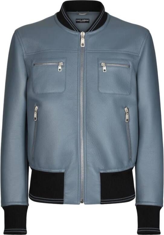 Dolce & Gabbana Leather Jackets , Blauw, Heren