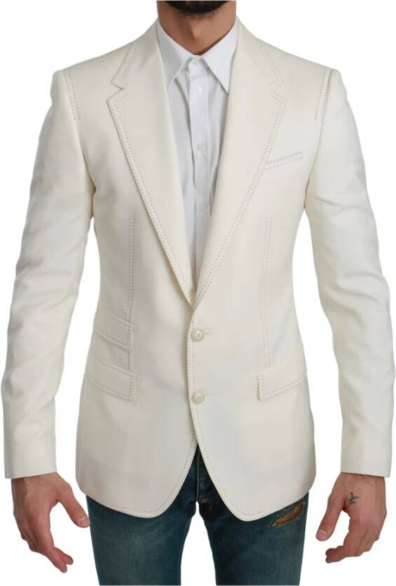 Dolce & Gabbana Sicilia crème met enkele borsten formele blazer , Wit, Heren