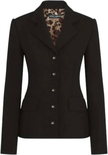 Dolce & Gabbana Straight woolen crêpe jacket , Zwart, Dames