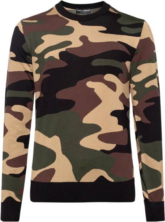 Dolce & Gabbana The Reborn to Live Collection Camo Sweater , Bruin, Heren