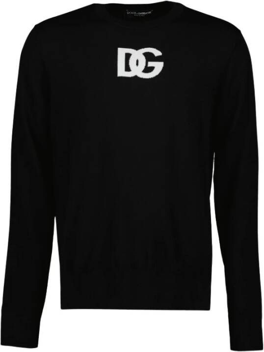 Dolce & Gabbana Wollen trui met logo , Zwart, Heren