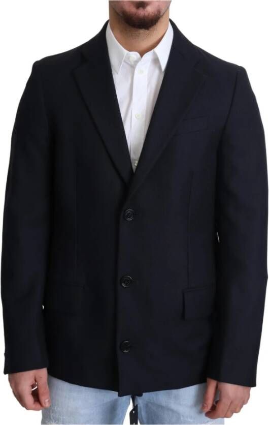 Dolce & Gabbana Wol met enkele borsten , Blauw, Heren