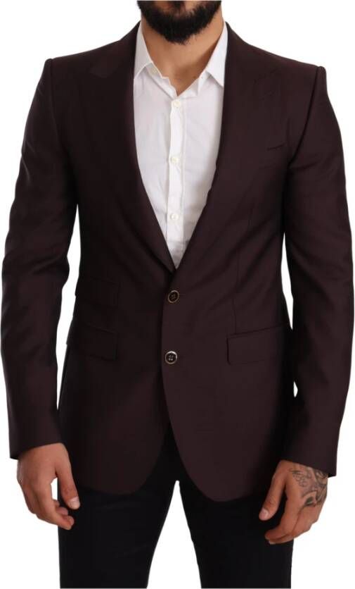 Dolce & Gabbana Wool Slim Fit Sicilia Blazer , Rood, Heren