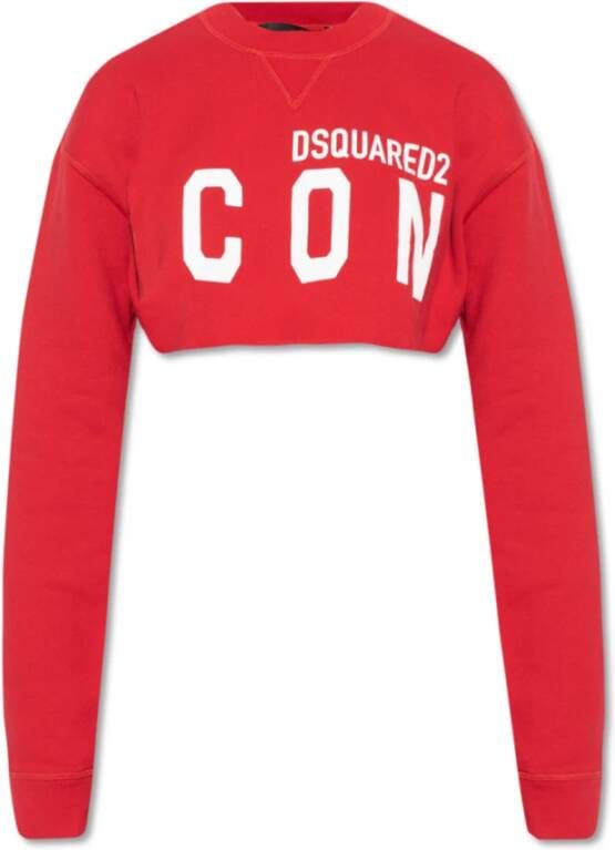 Dsquared2 Bijgesneden sweatshirt met logo , Rood, Dames