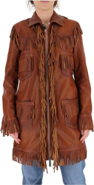 Dsquared2 Leren jas , Bruin, Dames