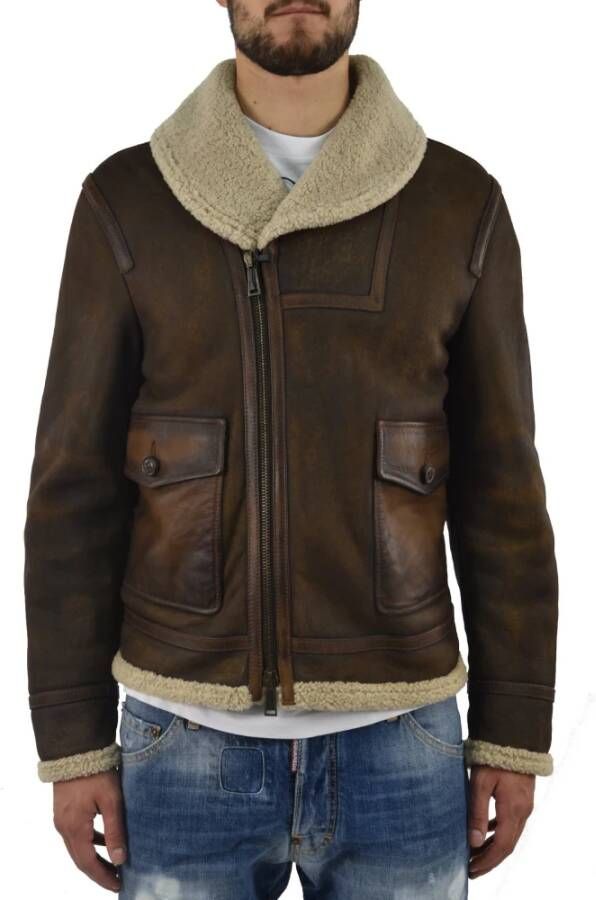 Dsquared2 Leren jasjes , Bruin, Heren