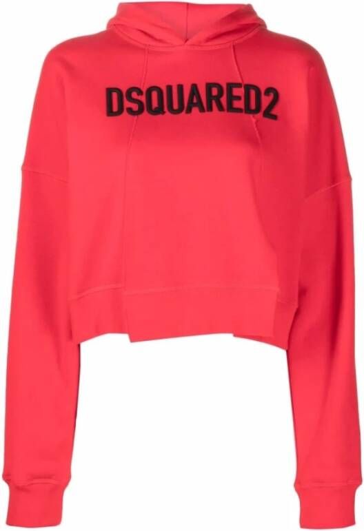 Dsquared2 Logo print bijgesneden hoodie , Rood, Dames