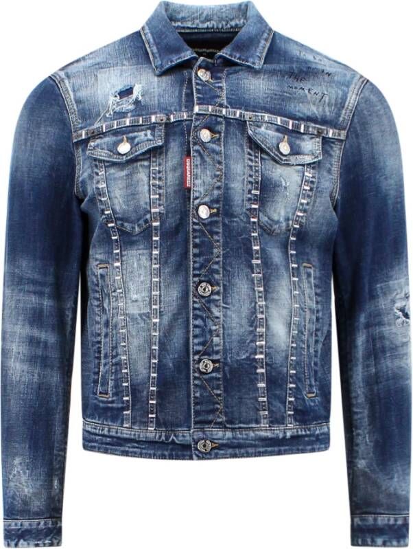 Dsquared2 Men Clothing Jackets Coats Blue Ss23 , Blauw, Heren
