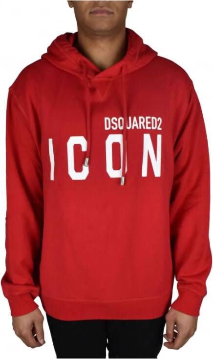 Dsquared2 Men& Luxury Sweatshirt Icon Red Hooded Sweatshirt , Rood, Heren