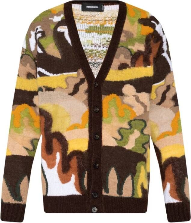 Dsquared2 Patter Cardigan , Bruin, Heren