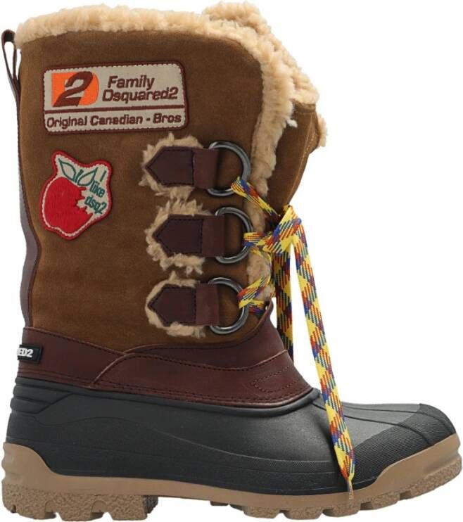 Dsquared2 Wood Lover snowboot van su&#xE8, de met leren details