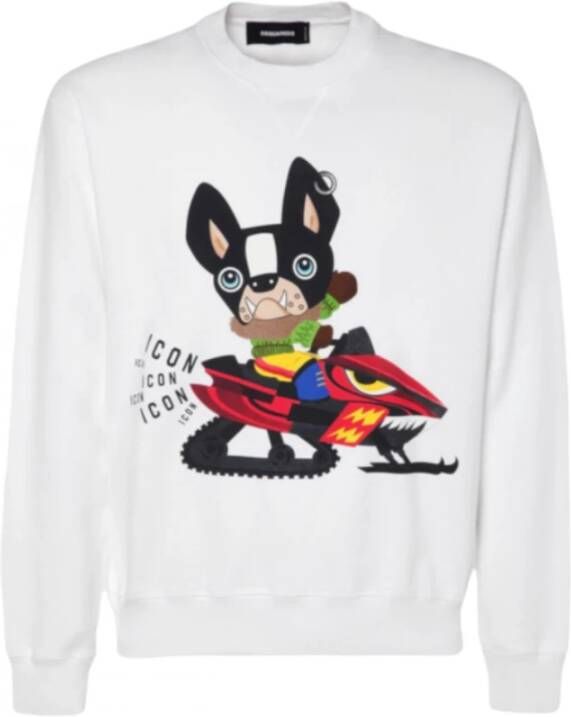 Dsquared2 Graphic Print Crew Neck Sweatshirt , Wit, Heren