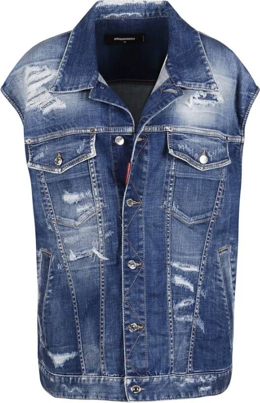 Dsquared2 Vest Jean Jacket , Blauw, Dames
