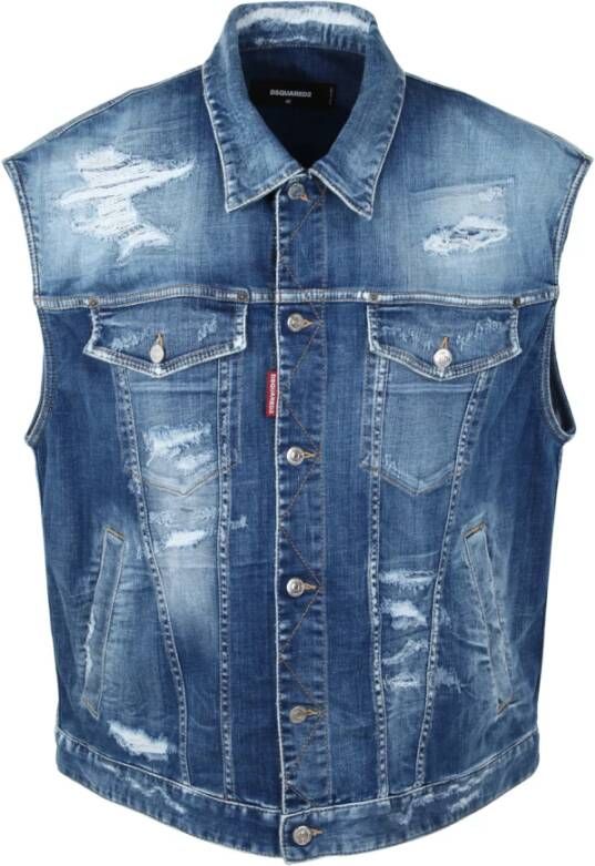 Dsquared2 Vest Jeans Jacket , Blauw, Dames