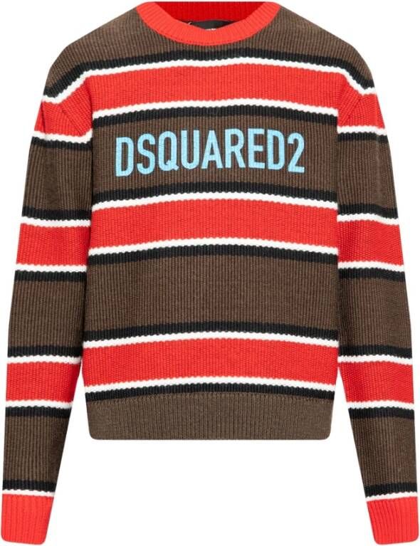 Dsquared2 Wollen trui met logo , Bruin, Heren