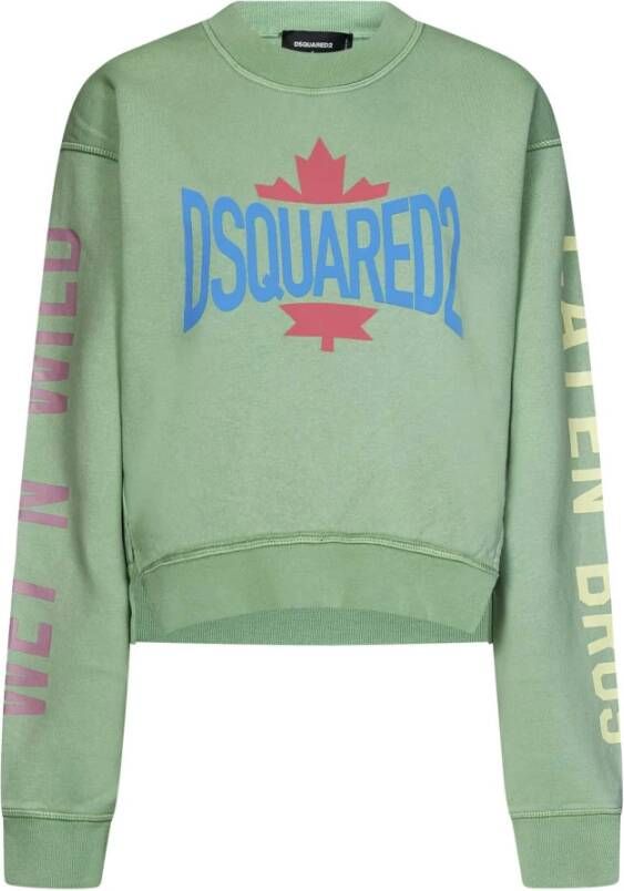 Dsquared2 Womens Clothing Sweatshirts Green Ss23 , Groen, Dames
