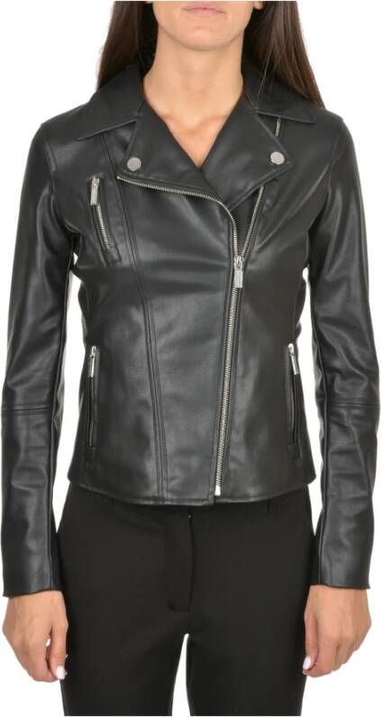 Emporio Armani Leren en Suède Jassen Zwart Dames