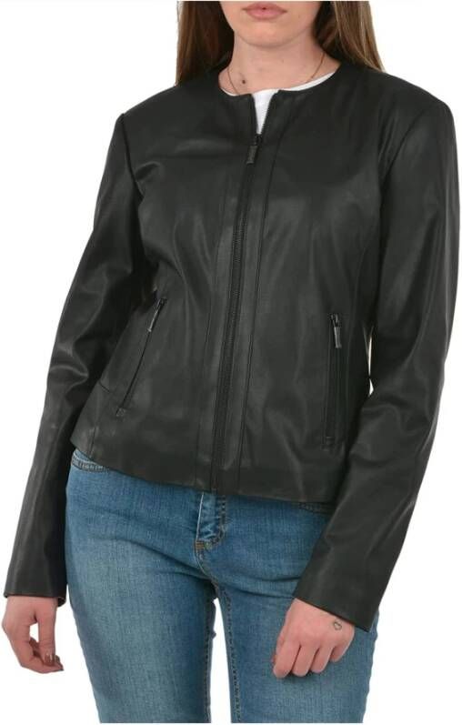Emporio Armani Leather Jackets , Zwart, Dames