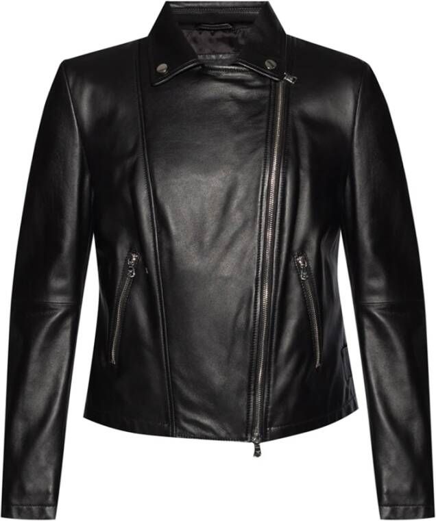 Emporio Armani Leren en Suède Jassen Zwart Dames