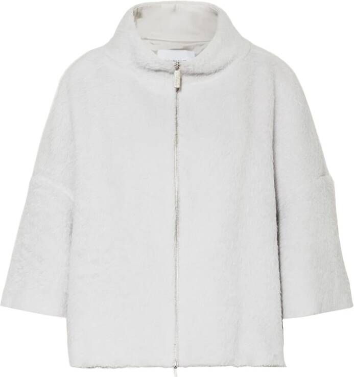 Fabiana Filippi Bomberjack gemaakt van nobele alpaca wol , Wit, Dames