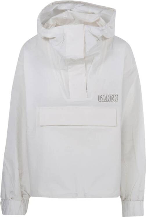 Ganni Wind Jackets , Wit, Dames