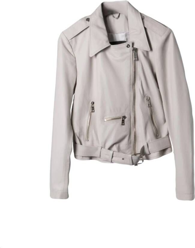 Giorgio Brato Leren en Suède Jassen Wit Dames