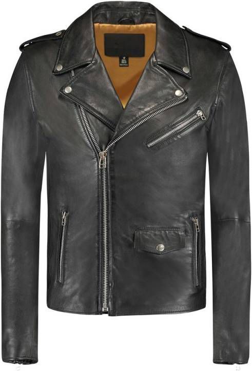 Leren Biker Jacket Jet Black (100002011 Biker602)