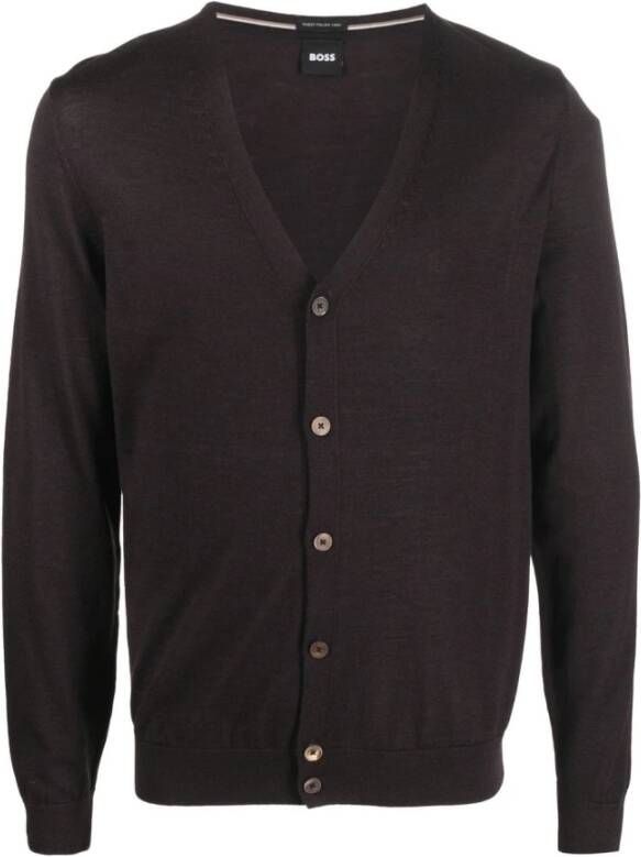 Hugo Boss Gebreide kleding met V hals , Paars, Heren