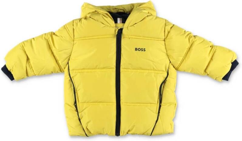 Hugo Boss Gele nylon Gededed Jacket met kap , Geel, Unisex