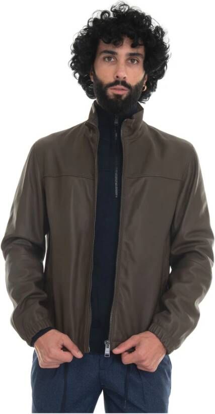 Hugo Boss Leren Jassen Groen Heren