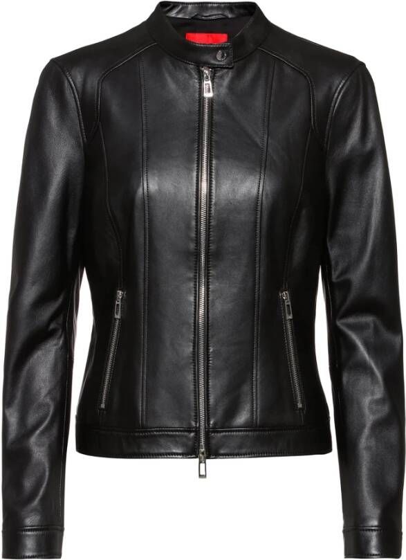 Hugo Boss Ladias bikerjack van lamsleer met ritszakken