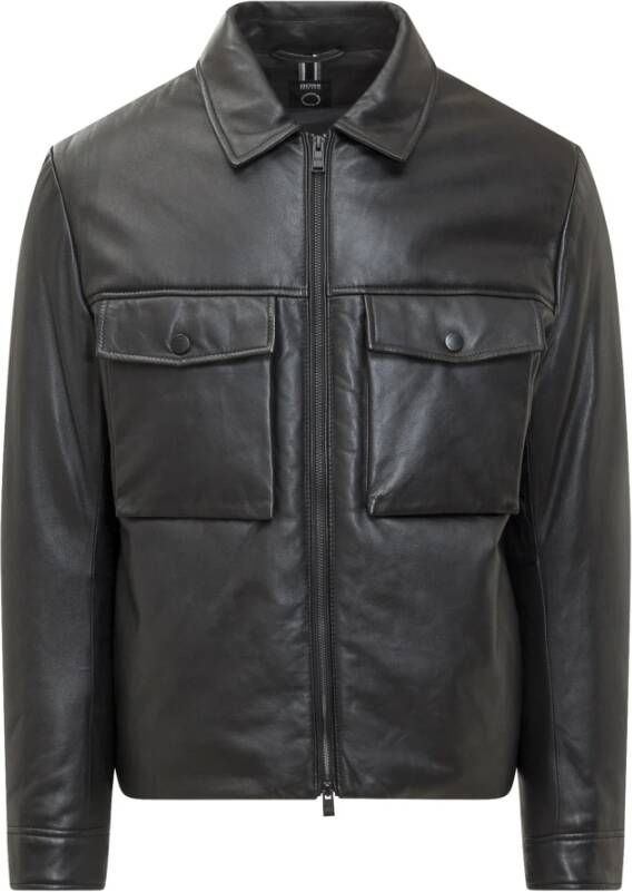 Hugo Boss Leren jas , Zwart, Heren