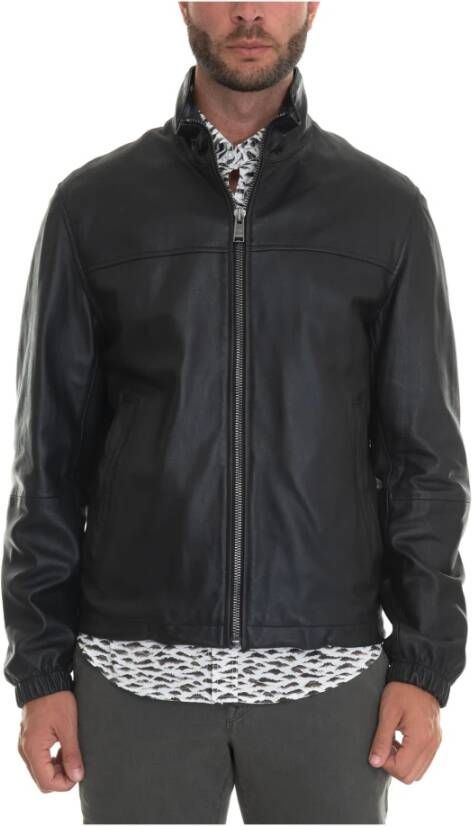 Hugo Boss Leren Jassen Zwart Heren