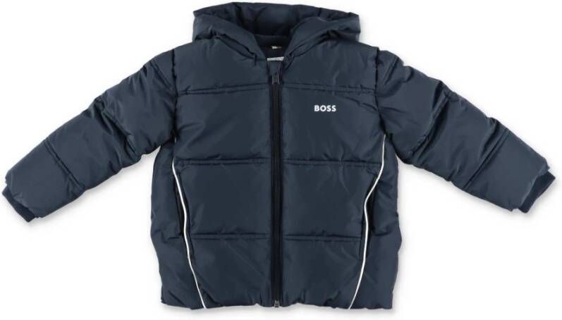 Hugo Boss Pumino Imbottito Blu Navy in Nylon Con Capppuccio | Nave Nylon Paded Jacket met kap , Blauw, Unisex