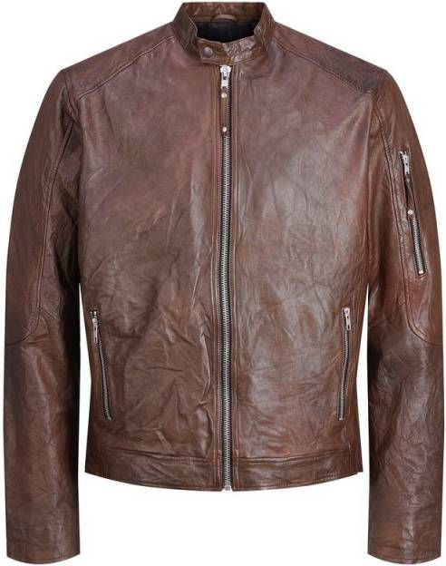 JACK & JONES ESSENTIALS leren jack bruin