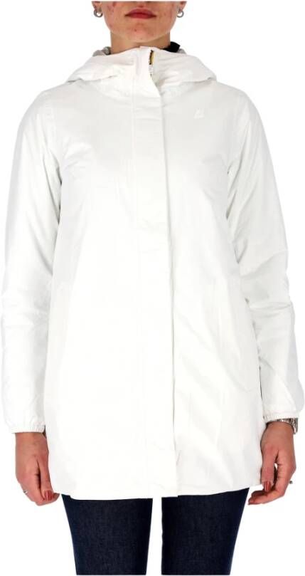 K-way Giacca di media lunghezza in nylon ripstop impermeabile con zip e cappuccio donna K Way Sophie K6114Tw Bianco/Grigio K Way, Wit, Dames