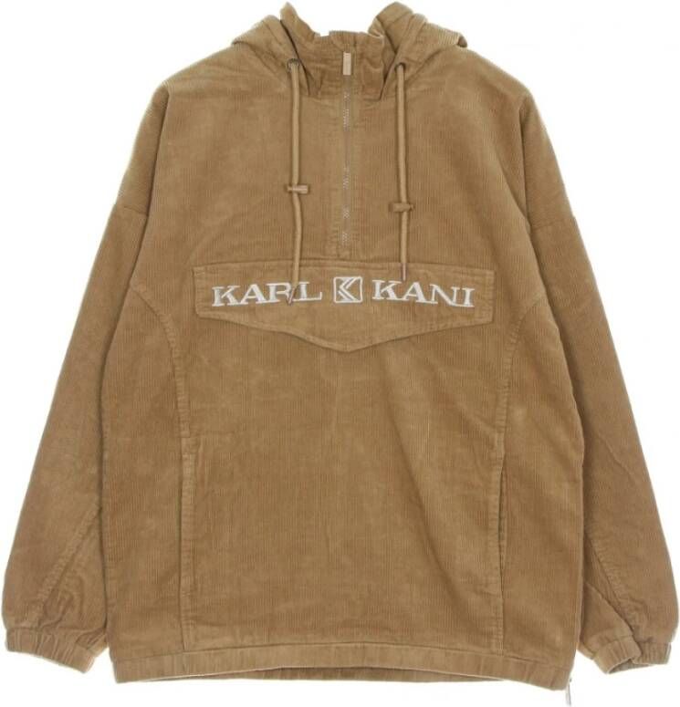 Karl Kani Jackets man retro corduroy windbreaker , Bruin, Heren