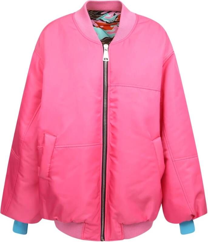 Khrisjoy logo print zip up bomberjack , Roze, Dames