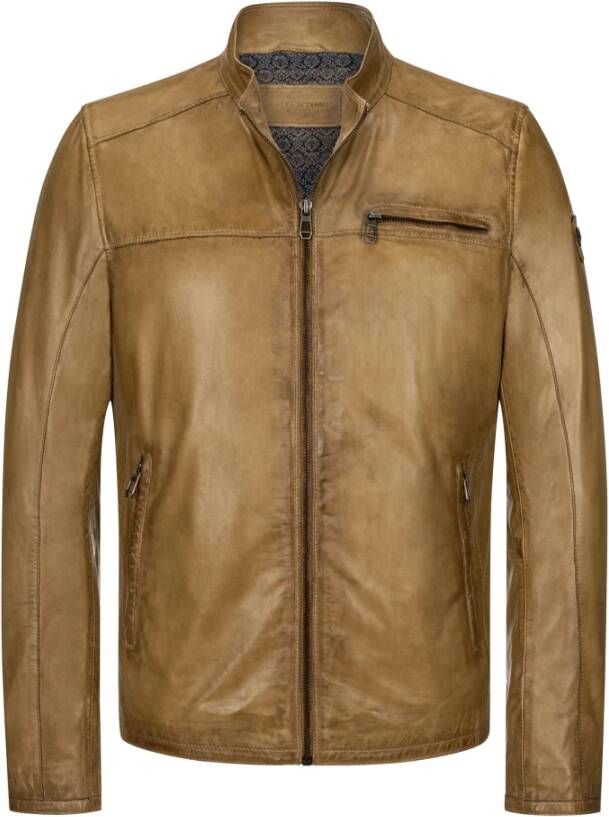 Milestone Leather Jackets , Beige, Heren
