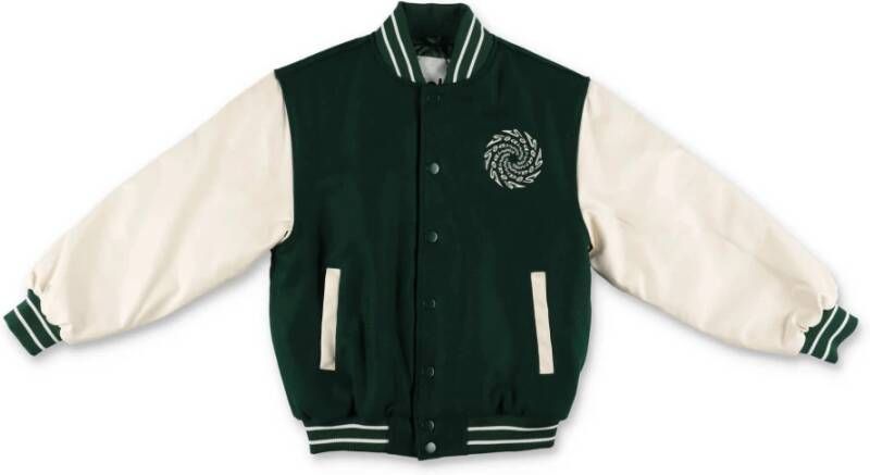 Molo Hani Green Wool Blend Varsity Bomber Jacket , Groen, Unisex