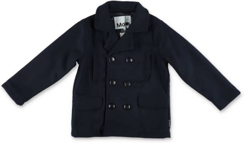 Molo Horatio Blueavy Coat in gemengde doek wol | Horatio marineblauwe wolmix doek coat , Blauw, Unisex
