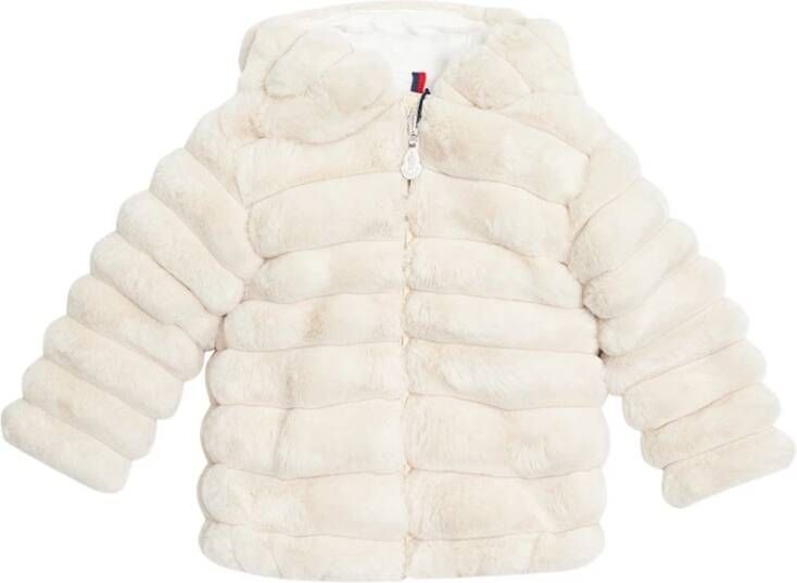 Moncler Latife jas van imitatiebont met donsvulling en capuchon