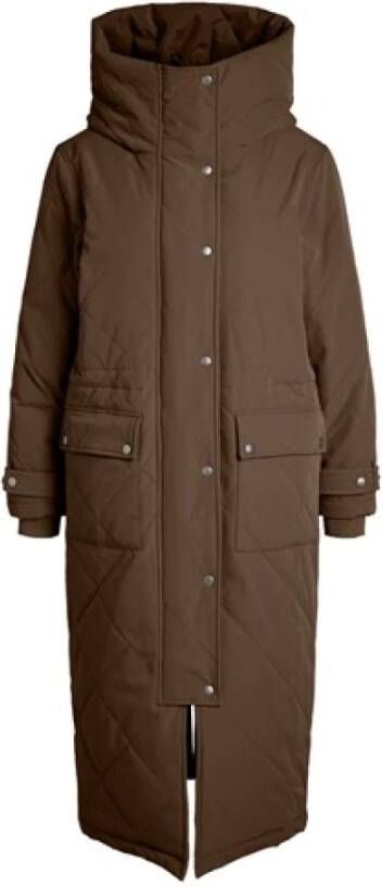 Object Bruine Gewatteerde Jas Katie Long Coat