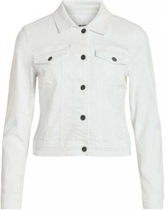Object Stone Washed Denim Jacket , Wit, Dames