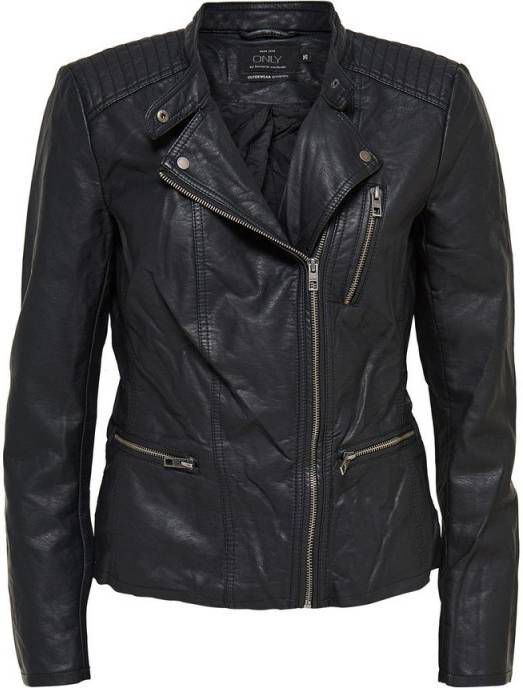 ONLY imitatieleren bikerjack ONLFREYA zwart