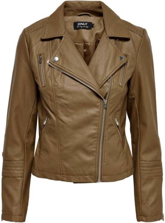 Only Leren en Suède Jassen Bruin Dames