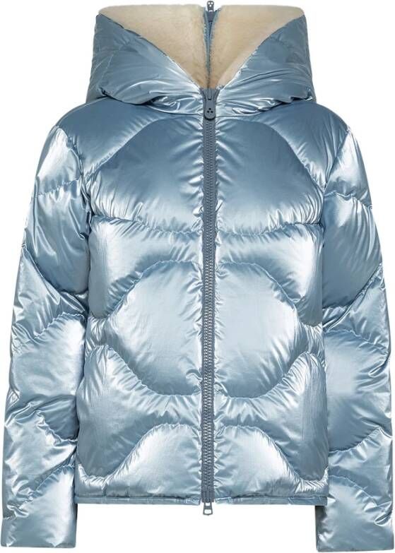 Peuterey Gewatteerde bomberjack met Aviator type kap , Blauw, Dames