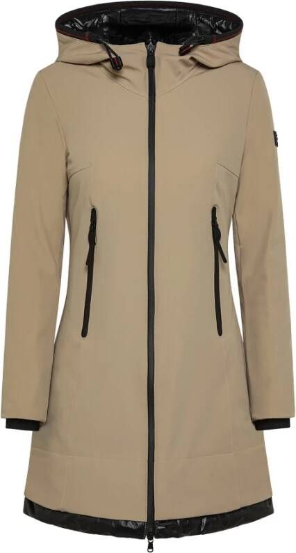 Peuterey Slim Fit Parka in Ripstop stof , Beige, Dames