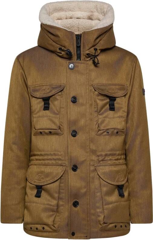 Peuterey Veldjack in cordura nylon en woloefening , Beige, Heren